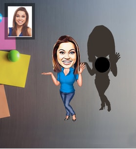 Kişiye Özel İş Kadını Karikatürlü Ahşap Magnet Bayan-11