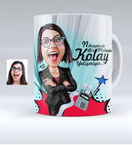 BK Gift Kişiye Özel Bayan Muhasebeci Karikatürlü Beyaz Kupa Bardak  2