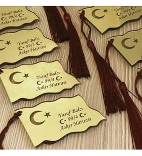Kişiye Özel Pleksi Asker  Hatıra Magnet (Altın)