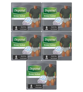 Depend Emici Külot Hasta Bezi Büyük Erkek 40 Adet (5Pk*8)