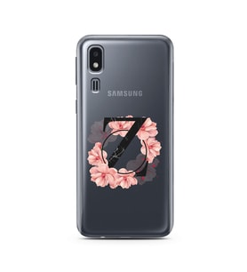 Pembe Çiçekli Harf Tasarım Süper Şeffaf Silikon Telefon Kılıfı Samsung A2 Core Z