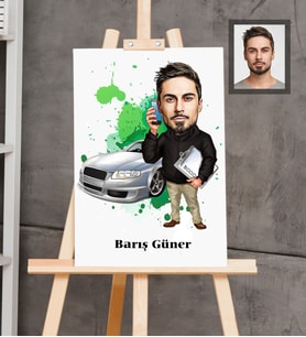 Kişiye Özel Patron Karikatürlü  Ahşap Tablo 30x47 Bay-20