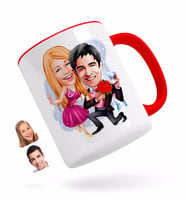 BK Gift Kişiye Özel Sevgililer Karikatürlü Kırmızı Kupa Bardak-9