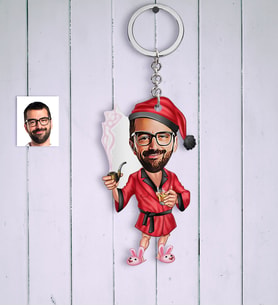 BK Gift Kişiye Özel Yılbaşı Erkek Karikatür Anahtarlık