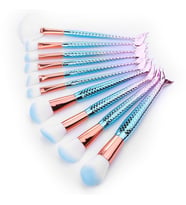 Denizkızı Mavi Makyaj Fırça 10 lu Set Güzellik Kozmetik Ekipmanları