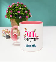 Tarih Öğretmeni Tasarımlı Kişiye Özel Tarih Öğretmeni Kupa Bardak Pembe