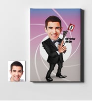 BK Gift Kişiye Özel James Bond Karikatür Kanvas Tablo 50x70cm 1