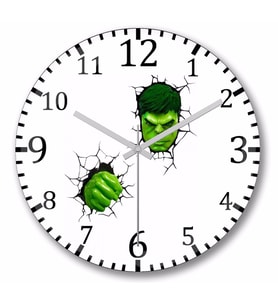 Hulk Destruidor  Duvar Saati Bombeli Gercek Cam