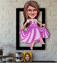 BK Gift Kişiye Özel Kız Çocuk Prenses Karikatürlü 3D Ahşap Tablo-1