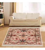 Kilim Desenli Etnik Dijital Baskı Yıkanabilir Modern Salon Halı ve Yolluk (Bej)