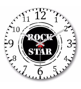 Rock Star Kırmızı Yıldız Duvar Saati Bombeli Gercek Cam