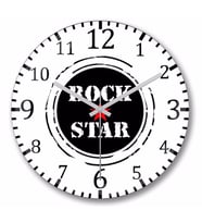 Rock Star Kırmızı Yıldız Duvar Saati Bombeli Gercek Cam