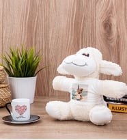 Love Tasarım Hediyelik Siyah Türk Kahvesi Fincanı ve Peluş Koyun