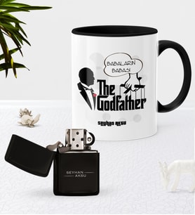 BK Gift Kişiye Özel Babaların Babası Siyah Kupa Bardak Benzinli Metal Çakmak Seti-3 (Model 1)