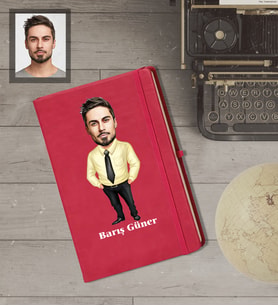 Kişiye Özel Öğretmen Karikatürlü   Kırmızı Defter Bay-13
