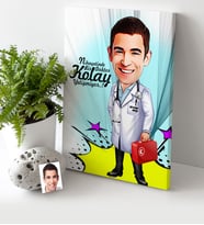 BK Gift Kişiye Özel Bay Doktor Karikatür Kanvas Tablo 30x50cm 6