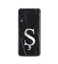 Samsung A50 Siyah Mermer Harf Tasarımlı Telefon Kılıfı Ş-Harfi 
