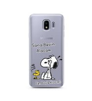 Snoopy Tasarımlı Süper Şeffaf Silikon Telefon Kılıfı Samsung J4