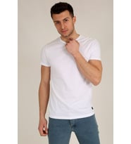 Erkek Basic Slim Fit Bisiklet Yaka Kısa Kollu T-Shirt 21K-3400729-1 Beyaz