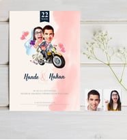 BK Gift Kişiye Özel Karikatürlü Nikah & Düğün Davetiyesi Model 8 (50 Adet)