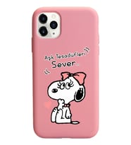 Snoopy Tasarımlı Pudra Lansman Telefon Kılıfı İphone 11 Pro Max