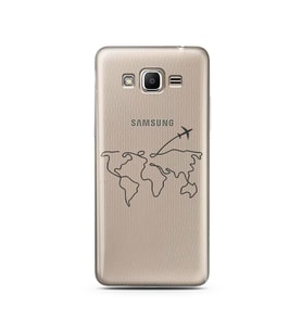 Çizgi Harita Tasarımlı Süper Şeffaf Silikon Telefon Kılıfı Samsung J2 Prime