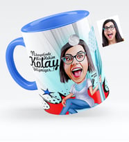 BK Gift Kişiye Özel Bayan Diş Hekimi Karikatürlü Mavi Kupa Bardak  3