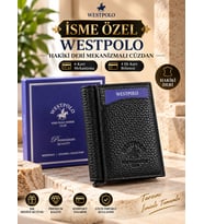 Westpolo Hakiki Deri İsme Özel Erkek Mekanizmalı Cüzdan  (Siyah)