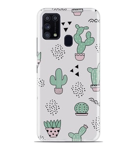 Kılıfland Samsung Galaxy M31 Kılıf Silikon Resimli Kapak Cactus Pattern Stok 901
