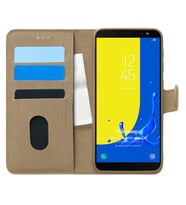 Microsonic Samsung Galaxy J6 Kılıf Fabric Book Wallet Gold