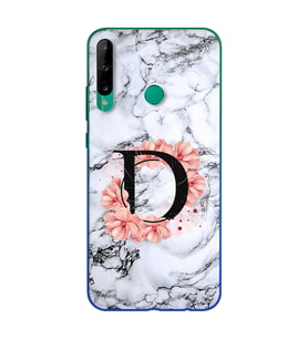 Mermer Çiçekli Harf Tasarım Süper Şeffaf Silikon Telefon Kılıfı Huawei P40 Lite 