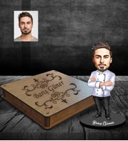 Kişiye Özel Aşçı Karikatürlü Ahşap Biblo Kutulu Bay-4