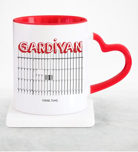 BK Gift Kişiye Özel Mesleki Gardiyan Kırmızı Kalpli Kupa Bardak  1