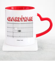 BK Gift Kişiye Özel Mesleki Gardiyan Kırmızı Kalpli Kupa Bardak  1