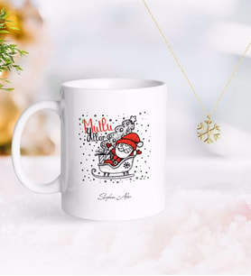 BK Gift Kişiye Özel Noel Baba Kupa ve Kar Tanesi Kolye-5 (Model 1)