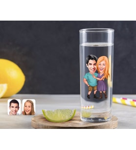 BK Gift Kişiye Özel Renkli Baskılı Sevgililer Karikatürlü Vodka Bardağı-80 (Beyaz)