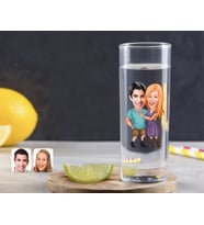 BK Gift Kişiye Özel Renkli Baskılı Sevgililer Karikatürlü Vodka Bardağı-80 (Beyaz)