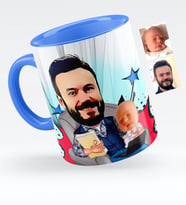 BK Gift Kişiye Özel Baba Oğul Karikatürlü Mavi Kupa Bardak  1