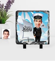 BK Gift Kişiye Özel Bay Gemi Kaptanı Karikatürlü Dekoratif Doğal Taş  1