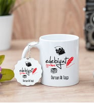 Edebiyat Öğretmeni Beyaz Kupa Bardak Ve Anahtarlık Set
