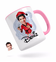 BK Gift Kişiye Özel Erkek Yeni Yıl Karikatürlü Pembe Kupa Bardak-3
