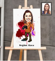 Kişiye Özel Fotoğrafçı Karikatürlü  Ahşap Tablo 30x47 Bayan-2