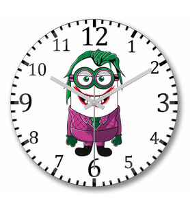 Joker  Minion Duvar Saati Bombeli Gercek Cam