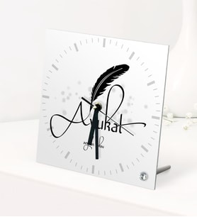 BK Gift Kişiye Özel Avukat Temalı Masaüstü Kare Cam Saat - 6 (Beyaz)