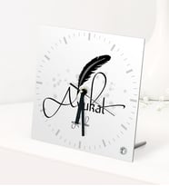 BK Gift Kişiye Özel Avukat Temalı Masaüstü Kare Cam Saat - 6 (Beyaz)