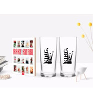 BK Gift Kişiye Özel Renkli Baskılı King Tasarımlı İkili Rakı Bardağı ve Rakı Cep Kitabı Hediye Seti-1 (Model 1)