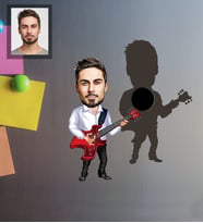 Kişiye Özel Gitarist Karikatürlü Ahşap Magnet Bay-2