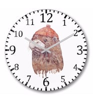 Otter  Su Samuru Grafik Duvar Saati Bombeli Gercek Cam