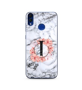 Mermer Çiçekli Harf Tasarım Süper Şeffaf Silikon Telefon Kılıfı Huawei Honor 8C 