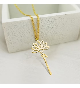 Vaoov 925 Ayar Gümüş Lotus İsim Kolye